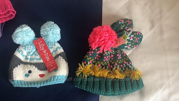 Набор комплект зимний  шапка варежки рукавицы Next 0-6 12-24 месяца 12 год