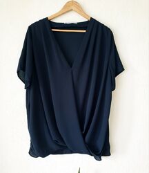 Удлинённая черная блуза оверсайз George 20 uk 3xl