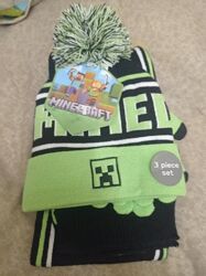 Комплект шапка, шарф, перчатки Майнкрафт Minecraft