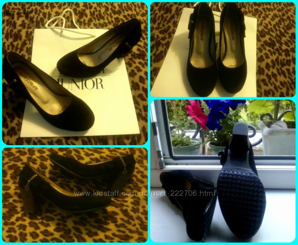 Женские черные туфли на каблуке замш размер 36