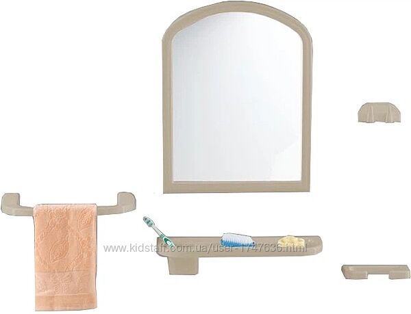 Дзеркало з аксесуарами у ванну Бежове 