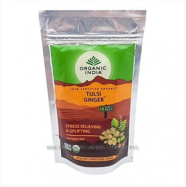 Чай Тулси Джинджер Органик Индия  Tulsi Ginger, Organic India 