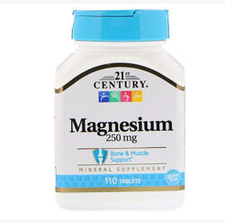 Магний оксид, Magnesium, 21st Century, 250 мг, 110 таб.