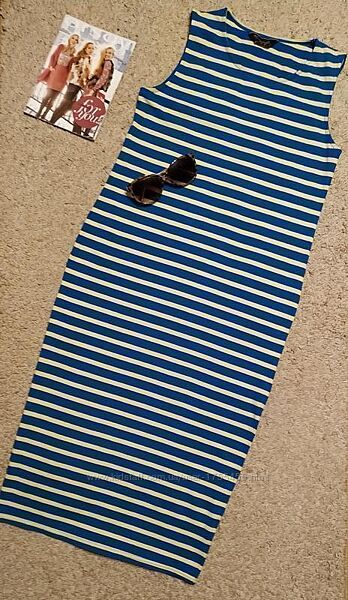 Originals идеальное платье миди / принт синяя и желтая полоска 