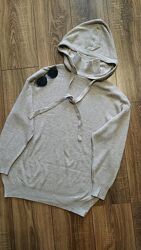 Свитер в рубчик с высокой горловиной и капюшоном ZARA
