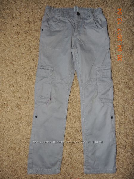 Коттоновые брюки серые 8-9 лет