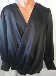 Блузка V by Very р.50 черный атлас объемные рукава новая с этикеткой