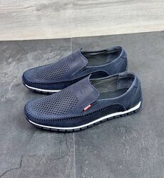 Чоловічі шкіряні мокасини Lev 4/1 син