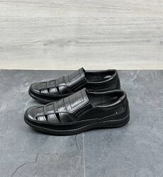 Літні шкіряні чоловічі напівчеревики 52 чорний