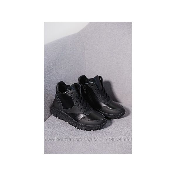 Дитячі кросівки шкіряні зимові чорні CrosSAV 12