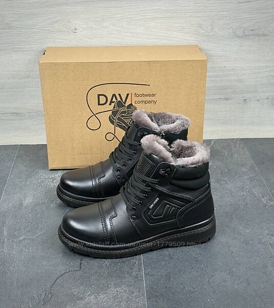Чоловічі шкіряні зимові черевики DS-80/1 чорний