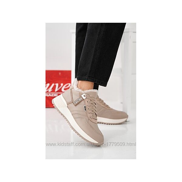 Жіночі кросівки шкіряні зимові бежеві Yuves Афіна