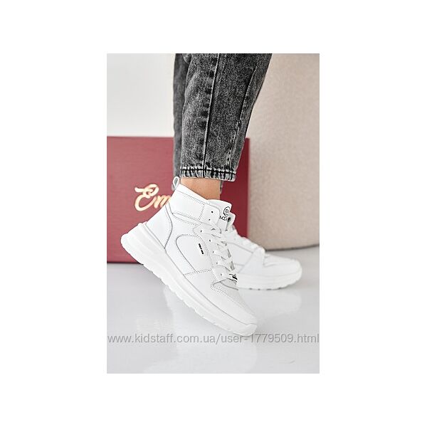 Жіночі кросівки шкіряні зимові білі Emirro 286 хутро Сільва