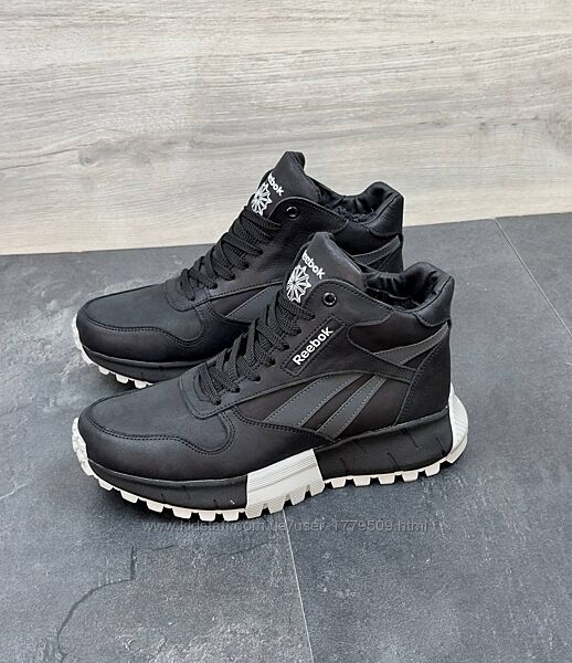 Чоловічі шкіряні зимові черевики R16 бот/чер/сер