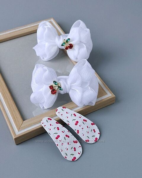 Комплект прикрас для волосся для дівчинки бантики та заколочки. 