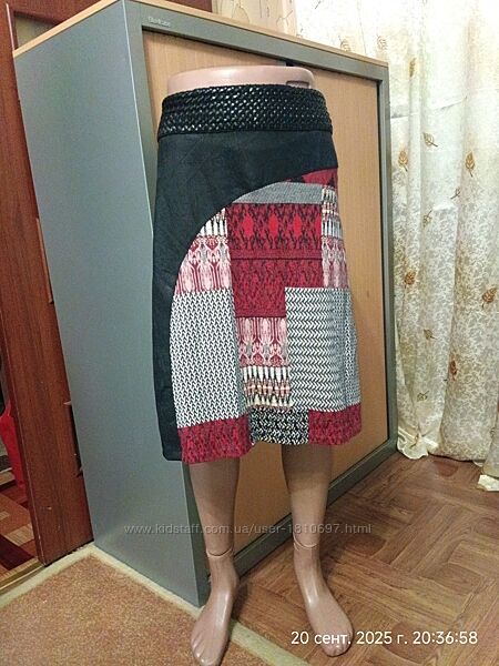 Юбка в стиле печворк на подкладке, размер М - 48 - 14