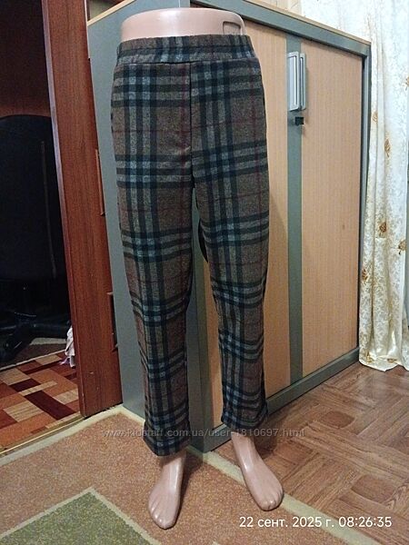 Брюки теплые в клетку, размер 50 - L - 16
