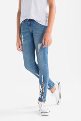 Красивые джинсы скинни с паетками c&a р.152