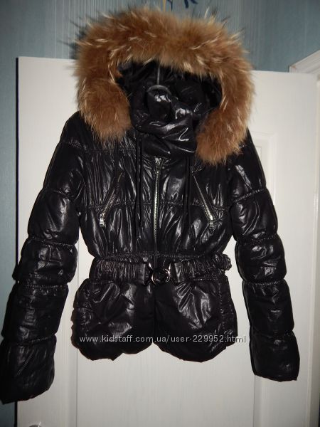 Черная теплая стеганая дутая куртка размер М