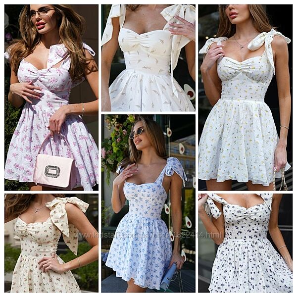 Легка романтична муслiнова сукня 6 кольорiв коротка сукня люкс якiсть