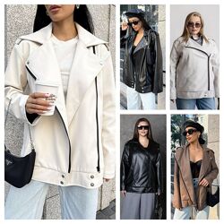 Подовжена шкiряна куртка косуха оверсайз 3 кольори женская куртка з экокожи