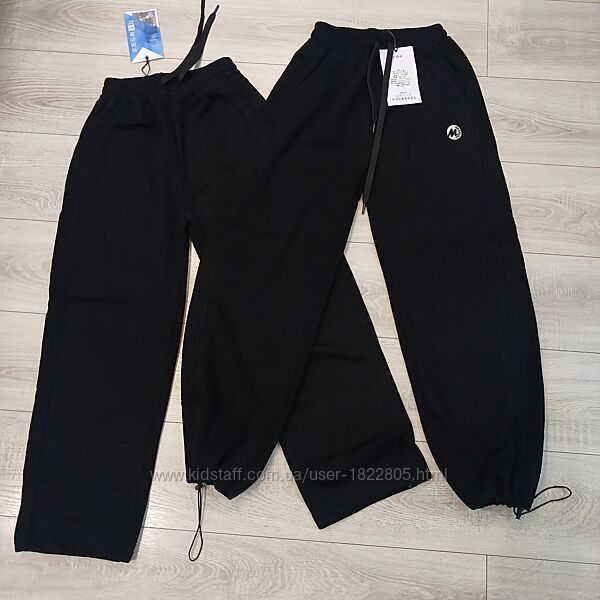 Теплі спортивні штани Baggy преміум Багі чорні на флісі 4х нитка