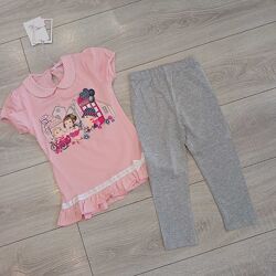 Комплект дитячий лосіни туніка футболка для дівчинки 1-4г люкс якість