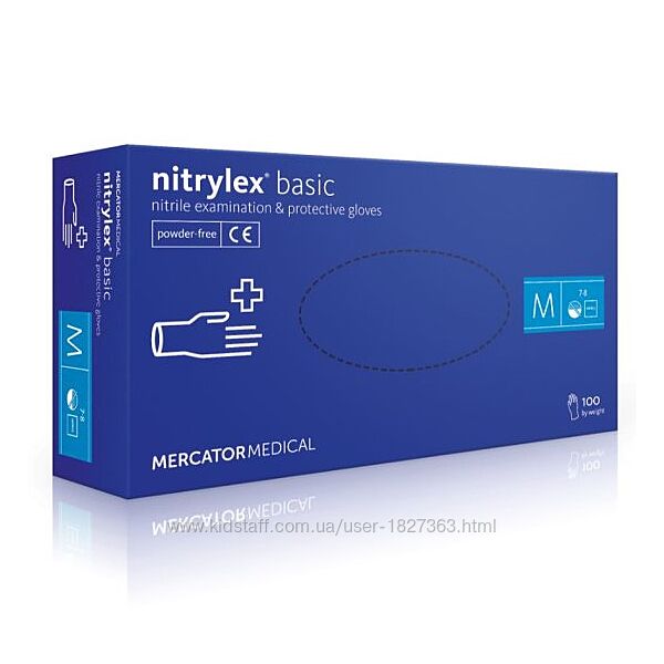 Рукавички нітрилові нітрилекс NITRYLEX basic уп. /100 шт. nitrilex базик M