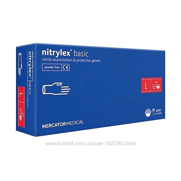 Рукавички нітрилові нітрилекс NITRYLEX basic уп. /100 шт. nitrilex базик L