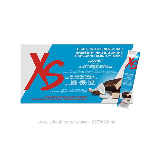 XS Енергетичний батончик із високим вмістом білка, смак кокос 700 г