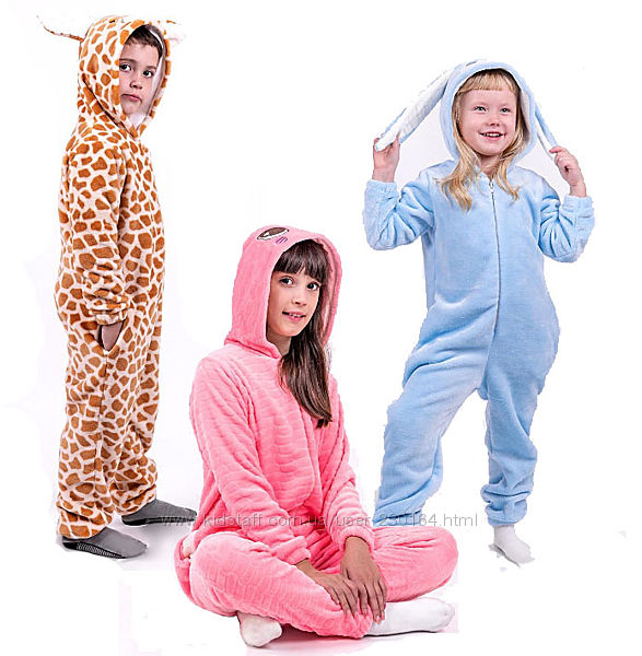 Кигуруми для детей и подростков заяц, жираф, котик