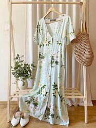 Нежное мятное платье из смесевого льна Primark.