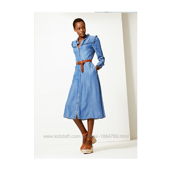 Миди платье рубашка из лиоцелла Marks & Spencer.