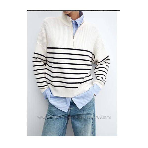 Тренд вискозный оверсайз свитер с замком mango.