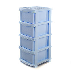 Комод пластиковый 4 ящика голубой 86х40х34 см R-PLASTIC Компакт плюс