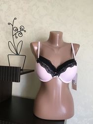 розовый бюстик h&m push-up bra medium lift размер 75в