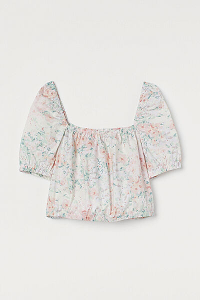 Топ з рукавами-ліхтариками для жінки H&M 0850244-005 Різнобарвний