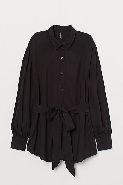 Сорочка віскозна з поясом для жінки H&M Divided 0885543-003 чорний