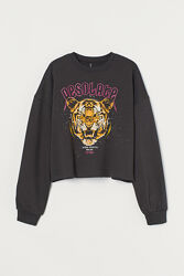 Світшот укорочений для жінки H&M 0911214-001 графітовий