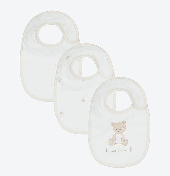 Слюнявчик набір 3 шт. на липучці для хлопчика Mothercare Litle and Loved UA013-8758 білий