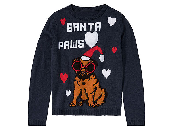 Джемпер з миготливими світлодіодами та звуком для дівчинки Pepperts LIDL 424505 темно-синій