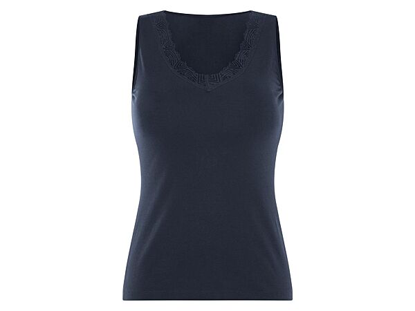 Майка натільна з мереживною вставкою для жінки Esmara LYCRA 464570 темно-синій