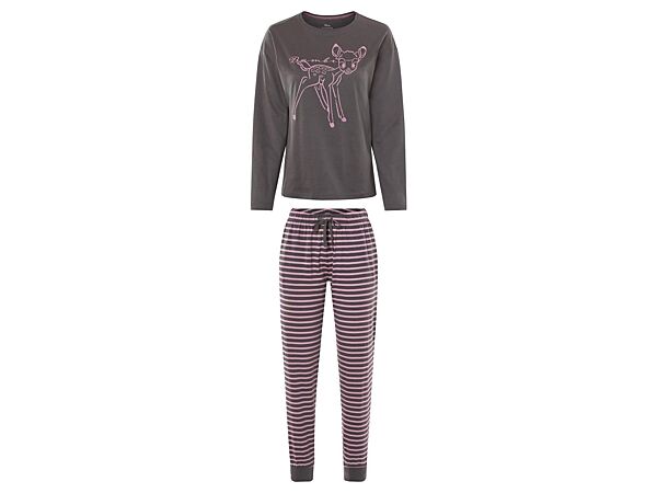 Піжама лонгслів і штани для жінки Disney Бемби 464234 графітовий