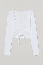 Топ в рубчик для жінки H&M 0977447-001 білий