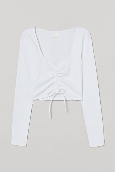 Топ в рубчик для жінки H&M 0977447-001 білий