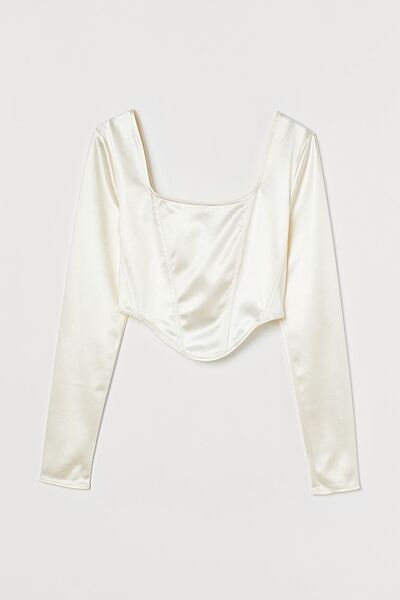 Топ з блискучого трикотажу для жінки H&M Divided 0949232-003 молочний