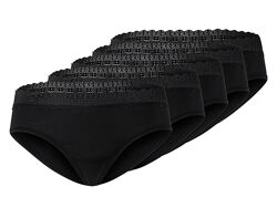 Трусики-сліп набір 5 шт. бавовняні мереживні для жінки Esmara LYCRA 457300 чорний