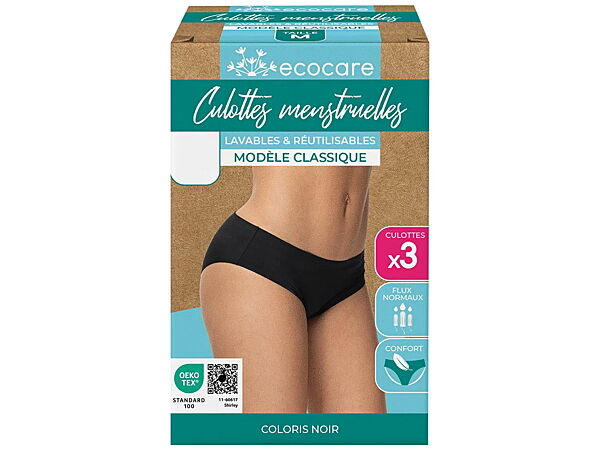 Трусики-сліп набір 3 шт. менструальні для жінки Ecocare LYCRA 10020823-н чорний