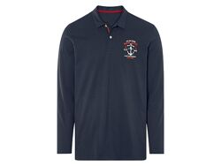 Футболка поло з довгими рукавами з планкою на гудзиках для чоловіка Livergy LIDL 464107 темно-синій