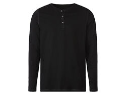 Футболка-лонгслів з планкою на гудзиках для чоловіка Livergy LIDL 425089 чорний